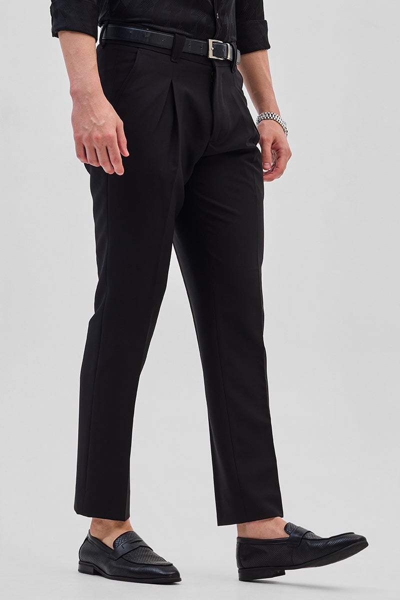 SNITCH Black Slim Fit Stretch Trousers - Image 4